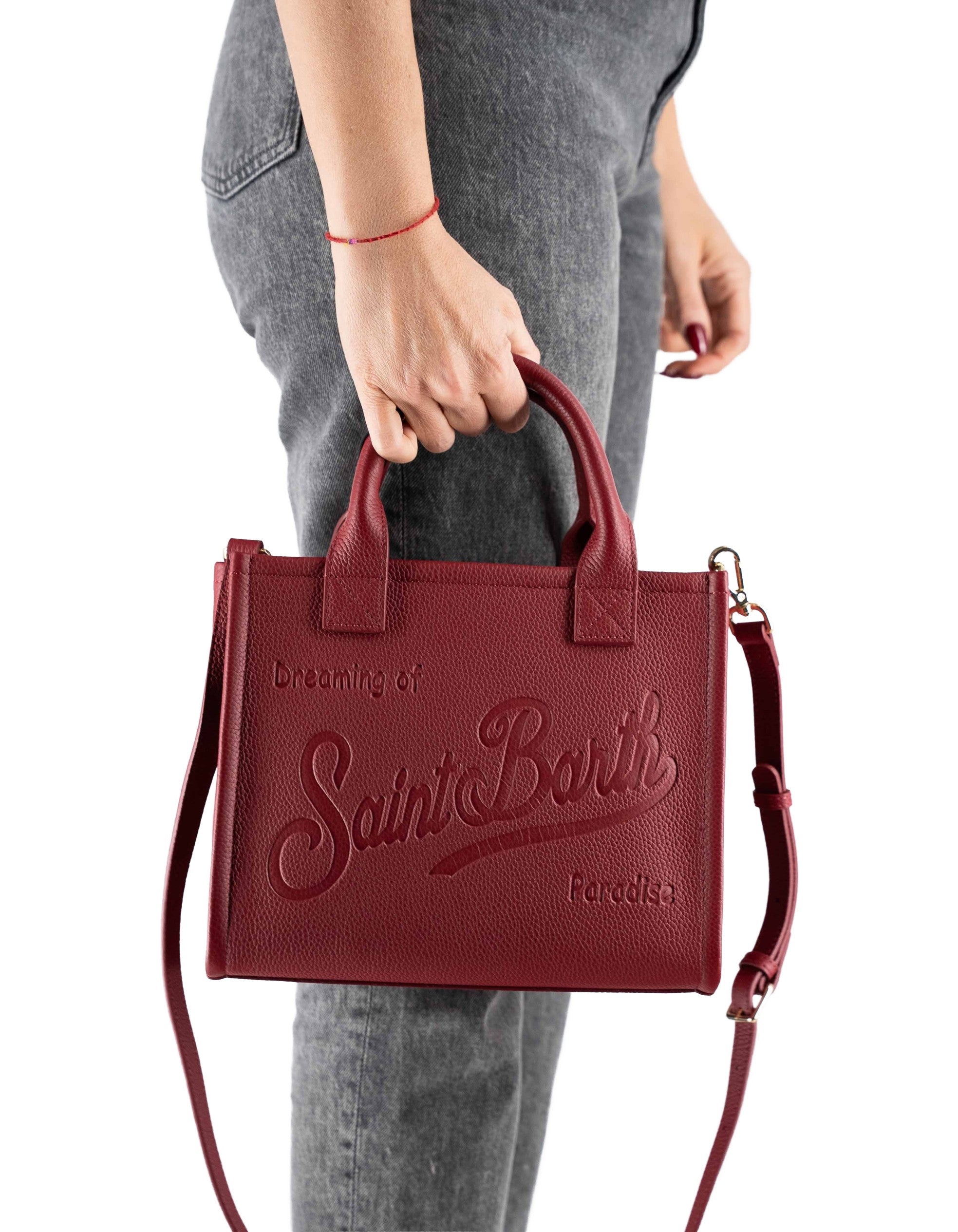 MC2 Saint Barth Vanity Bag Midi In Pelle Martellata Bordeaux – dettaglio prodotto 2 – Master SKU MC2_VANMD001_00777I