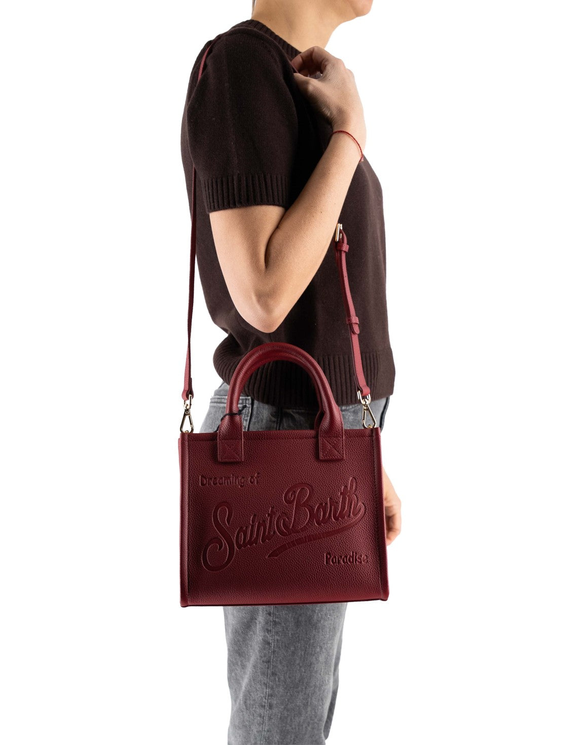 MC2 Saint Barth Vanity Bag Midi In Pelle Martellata Bordeaux – dettaglio prodotto 3 – Master SKU MC2_VANMD001_00777I