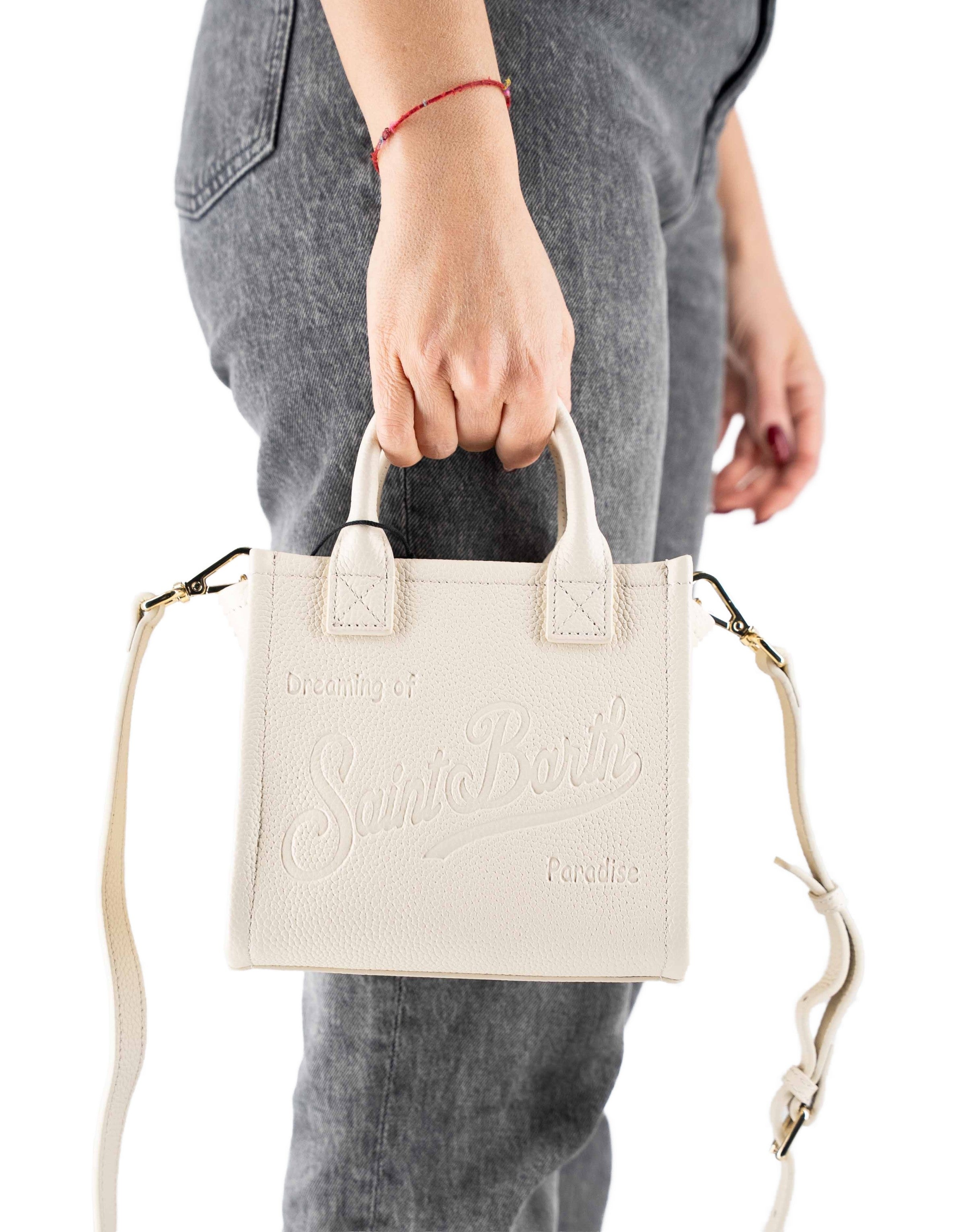 MC2 Saint Barth Vanity Bag Mini In Pelle Martellata Bianca – dettaglio prodotto 3 – Master SKU MC2_VANMI001_00749I