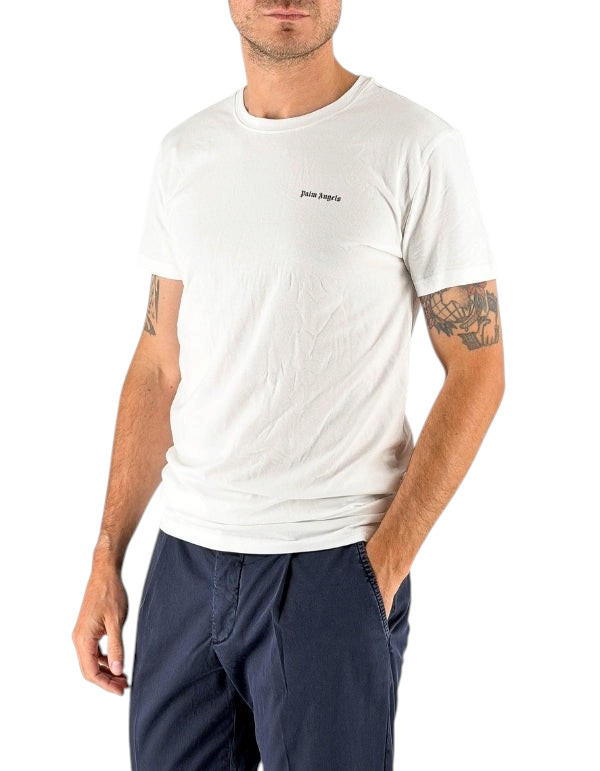 Palm Angels T-Shirt Bianca Logo Contrast – vista principale – Master SKU PLA1UMBTS01SI-WHI