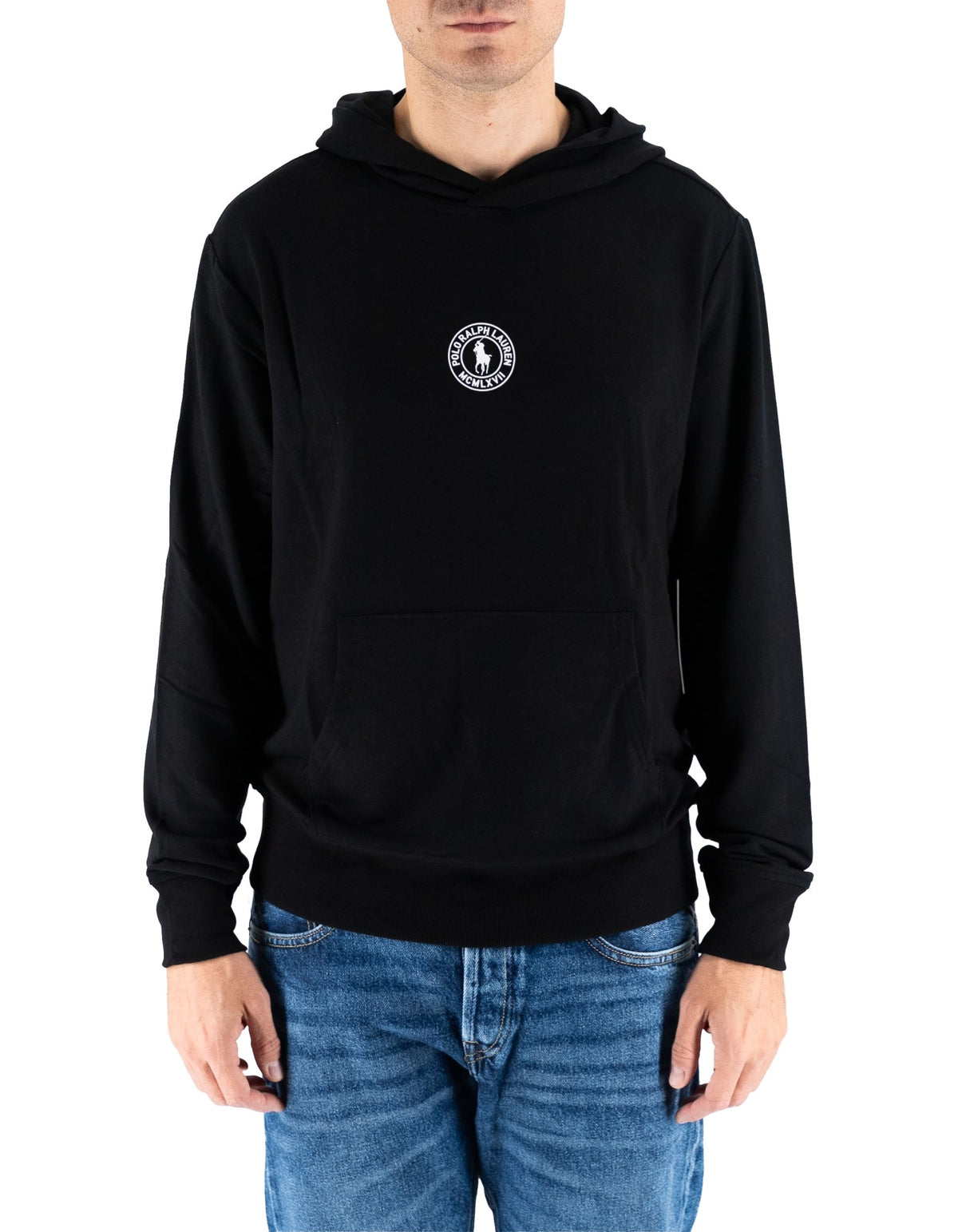 Polo Ralph Lauren Felpa Uomo Ralph Lauren Nera con Cappuccio e Logo Bianco – dettaglio prodotto 4 – Master SKU RLU_714P03152001_BLACK