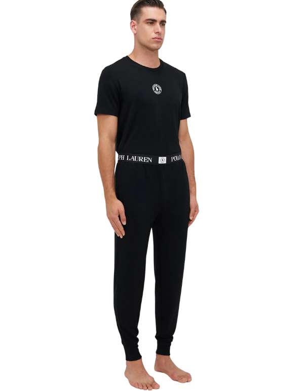 Polo Ralph Lauren Pantalone Jogger In Felpa Leggera Con Elastico Logato Nero – vista principale – Master SKU RLU_714962529012_NERO