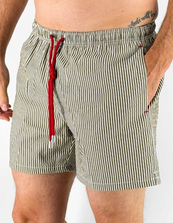 Red Sox Boxer Mare Uomo Rigato Seersucker Verde Militare – vista principale – Master SKU RSX_RF10097_V5028_VERDE_MILITARE