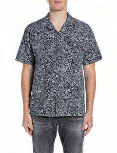Replay Camicia Uomo Blu Relaxed Fit Stampa Floreale Cotone – vista principale – Master SKU RPY_M4157_00075102_020