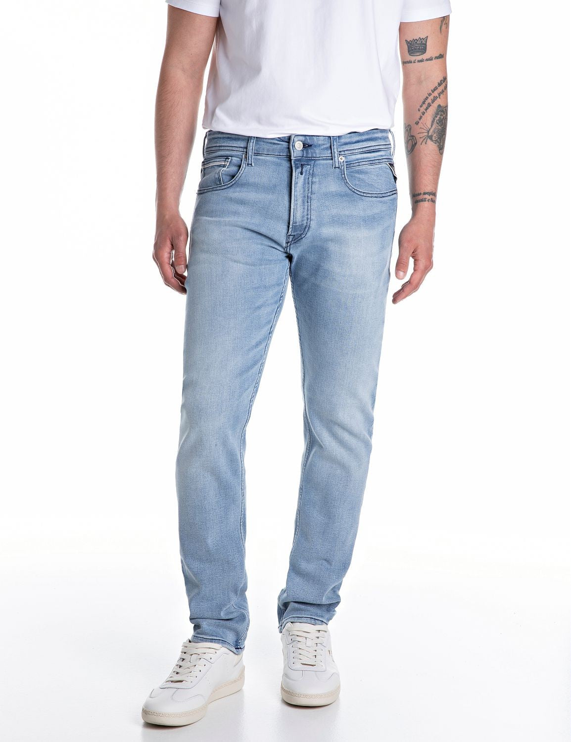 Replay Jeans Uomo Straight Fit Grover Denim Chiaro 10 oz Stretch – vista principale – Master SKU RPY_MA972Z000261_C42_010