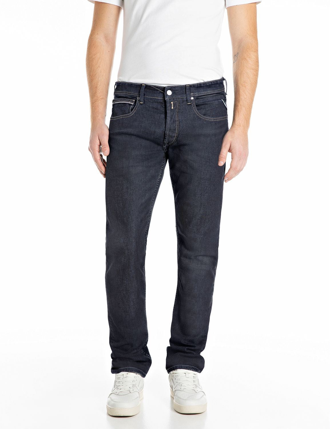 Replay Jeans Uomo Straight Fit Grover Denim Scuro 7 oz Leggero – vista principale – Master SKU RPY_MA972J000785_150_007