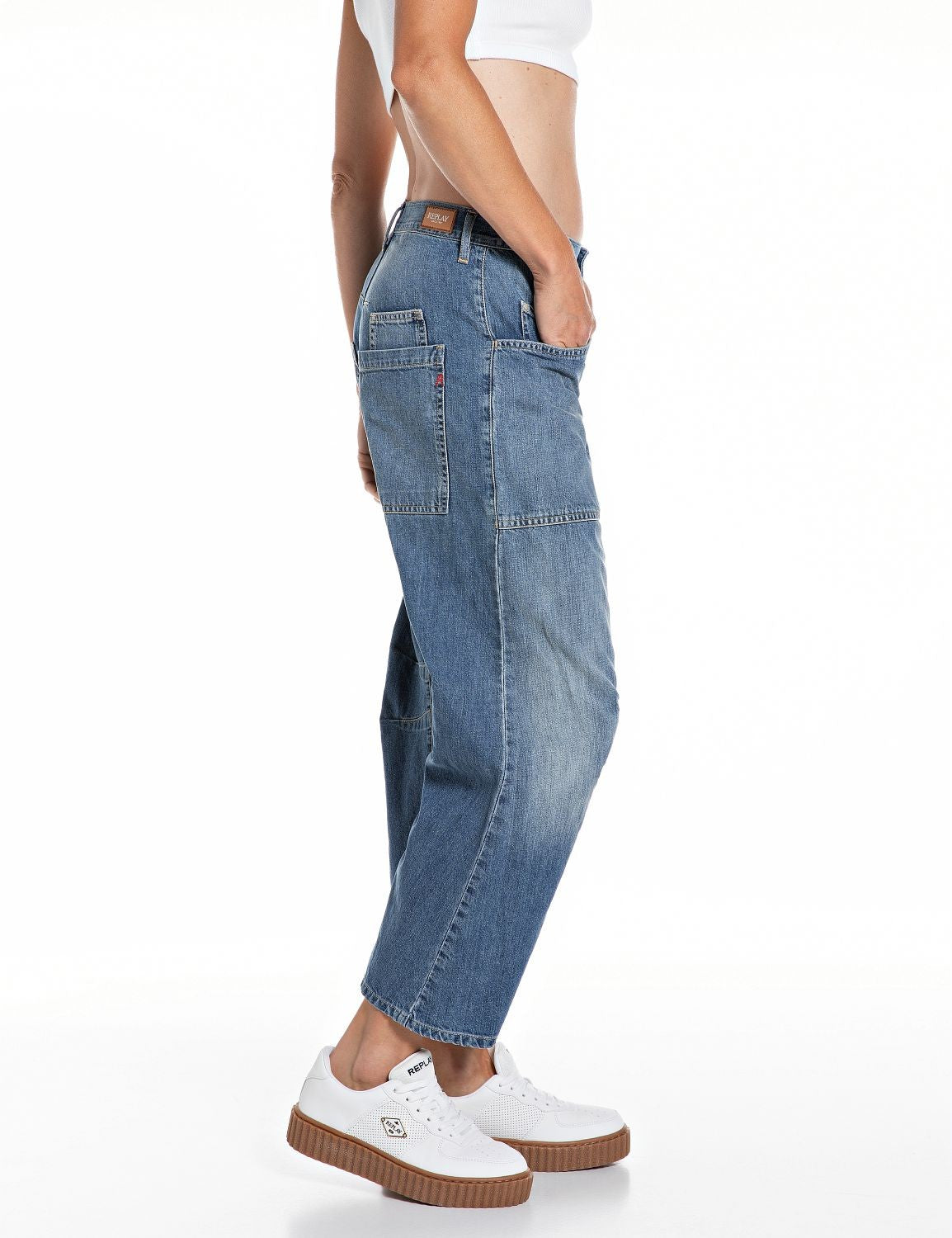 Replay Jeans Wide Leg Utility Denim Lavaggio Medio – dettaglio prodotto 3 – Master SKU RPY_W8239_000270_165_009