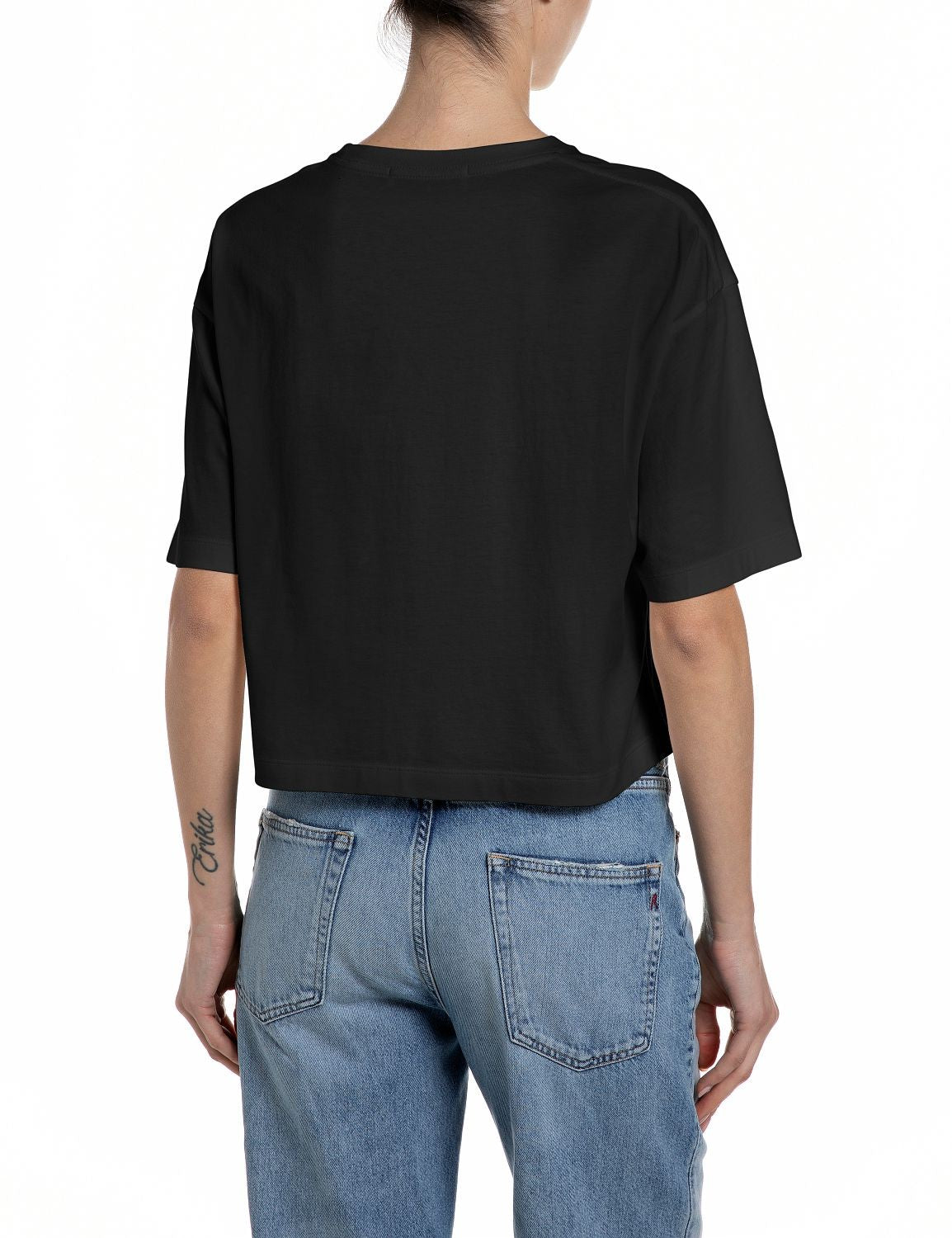 Replay T-shirt Donna Cropped Nera Smiley Stampa Fucsia – dettaglio prodotto 2 – Master SKU RPY_W3410G00020994_098