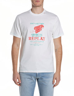 Replay T-shirt Uomo Bianca Cotone Stampa Ice Cream Replay – vista principale – Master SKU RPY_M3385_00023608P_011