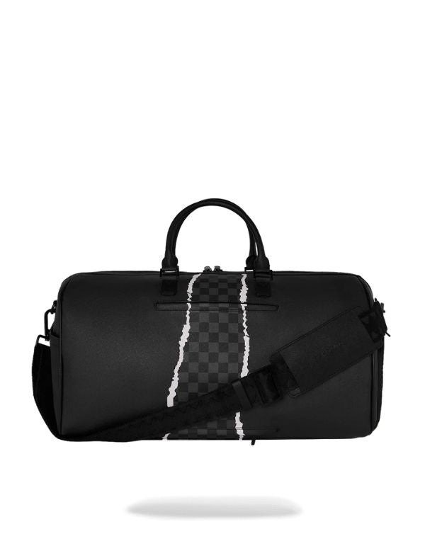 Borsone Center Rip Revealing Gray Check Duffle Sprayground - Vista posteriore con tracolla