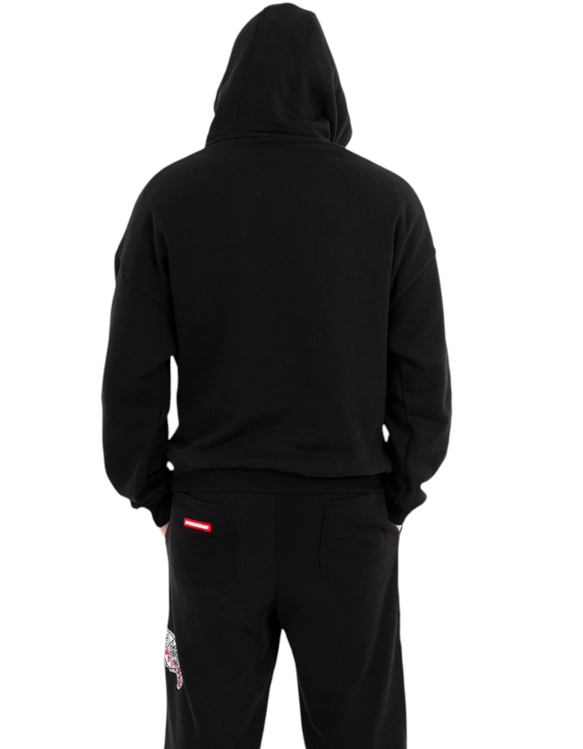 Sprayground Sketch Shark Smooth Perfect Hoodie nero - indossata, vista posteriore