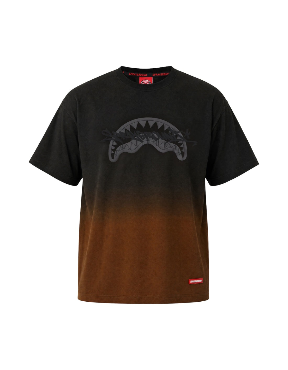 Sprayground Shaded New Regular T-Shirt – vista frontale, sfumatura nero e marrone