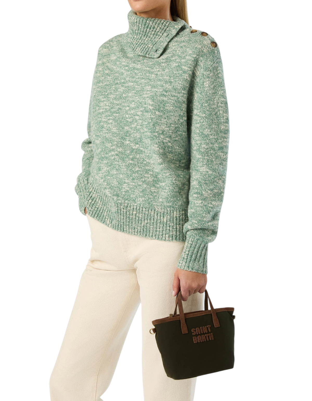 MC2 Saint Barth Borsa Mini City Wax verde militare - indossata
