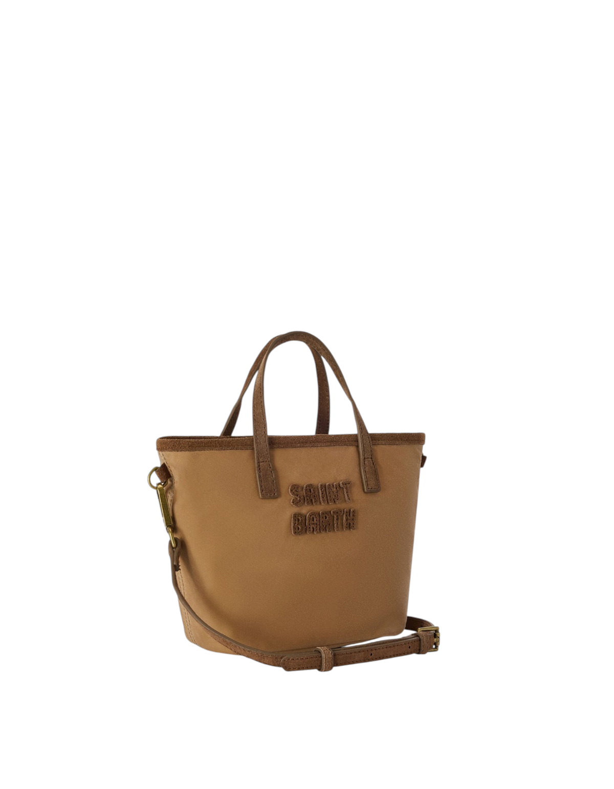 MC2 Saint Barth Borsa Mini City Wax nocciola - vista tre quarti con tracolla