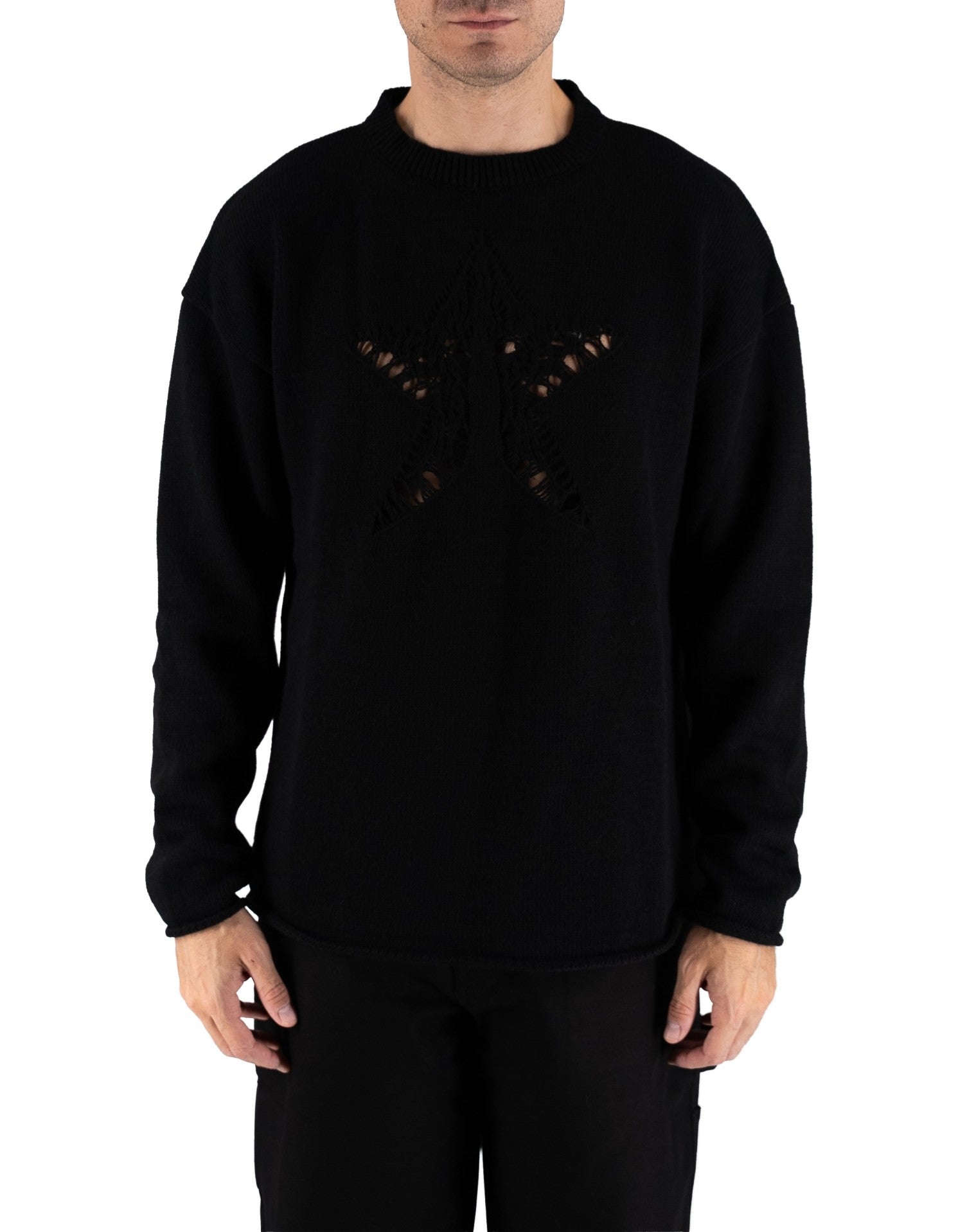 Vision Of Super Black Sweater With Star Hole Nero – dettaglio prodotto 2 – Master SKU VOS_VS039SW-01_NERO