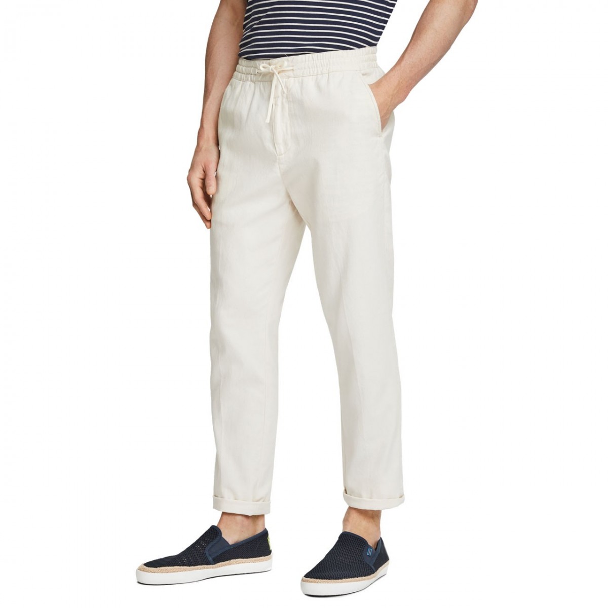 Scotch & Soda | Warren Linen Pants, White | S&S_155025 0001