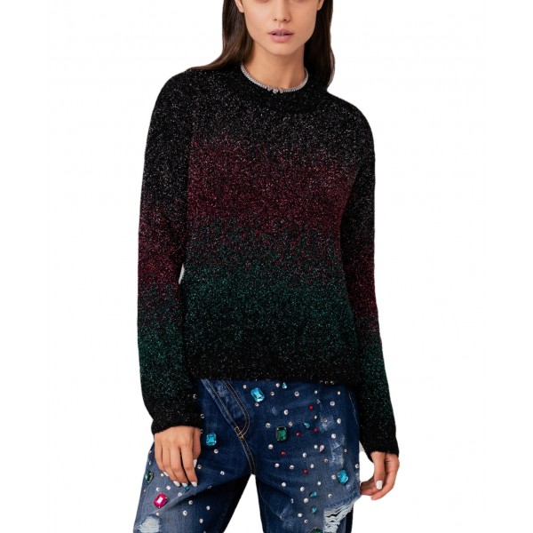 Long Sleeve Knitted Pullover In Lurex