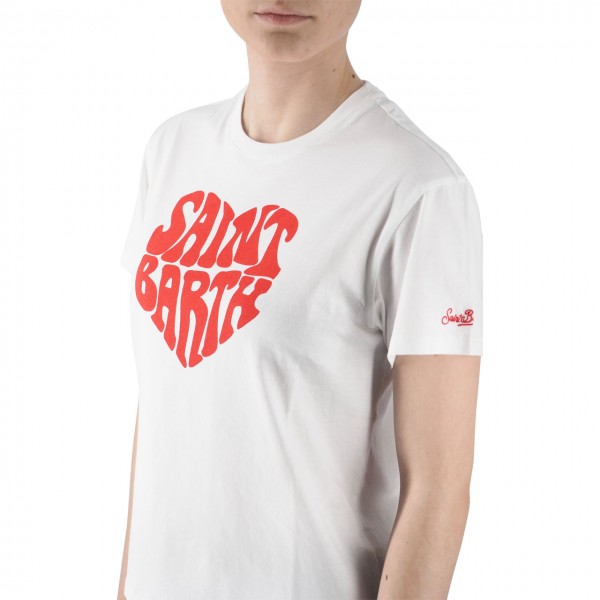 Mc2 Saint Barth Cotton Crew Neck T Shirt Heart Sb 01 Bianco Emi0001 04881d