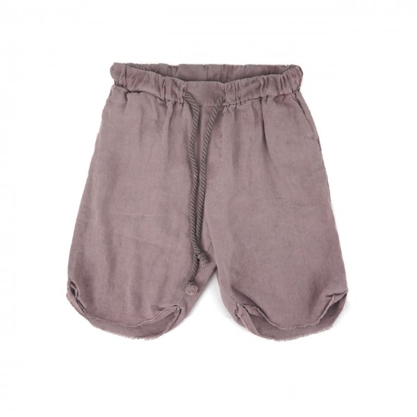 Red Gray Linen Shorts