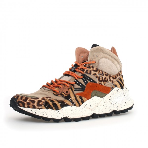 YAMANO 3 WOMAN - Suede and nylon sneakers - Black-Brown-Orange