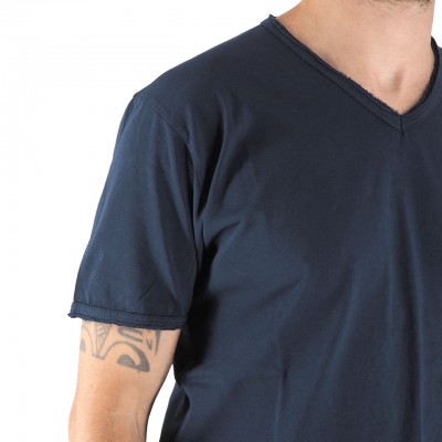 T-Shirt Mosca Scollo A V Blu