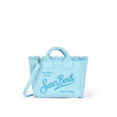 Mini Vanity Bag In Light Blue Linen