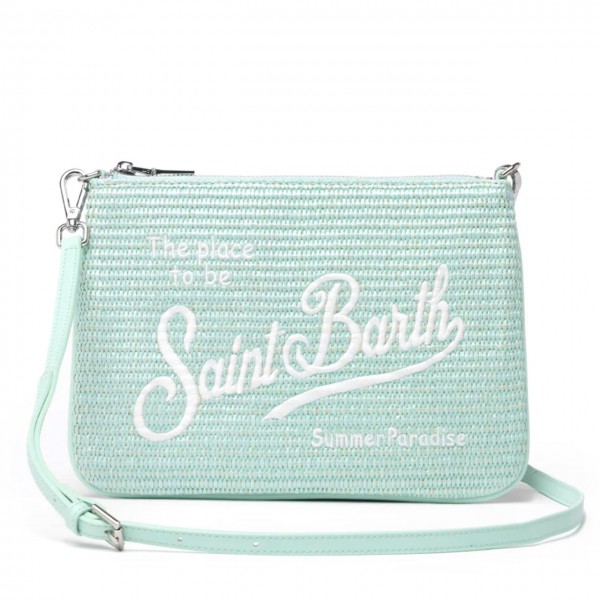 Parisienne Straw Aqua Green Clutch Bag