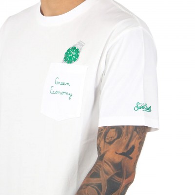 Cotton T-Shirt With Front Pocket And Print Austin