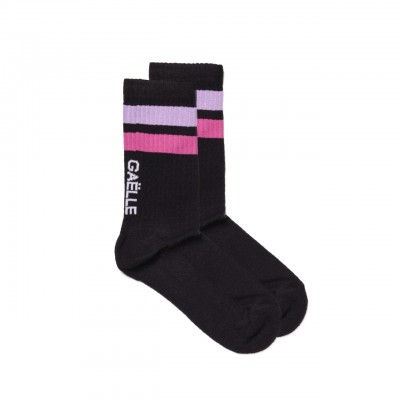 Cotton socks with contrasting logo and black bands