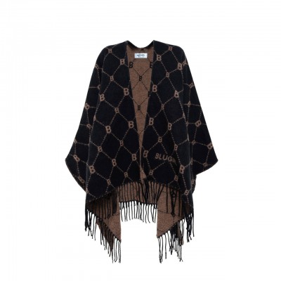 Black All-Over Logo Poncho