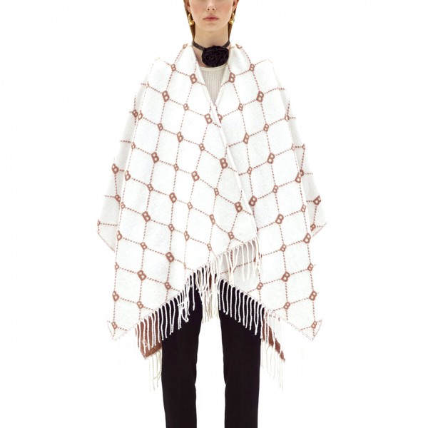 Poncho Con Logo All-Over Bianco