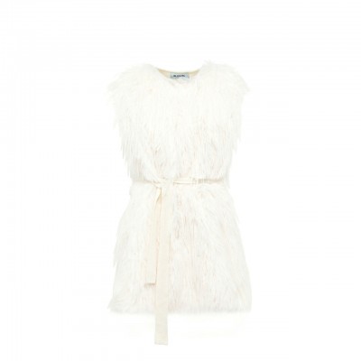 Gilet In Faux Fur E Maglia Bianco