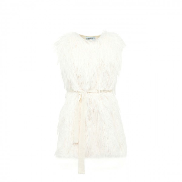 Gilet In Faux Fur E Maglia Bianco