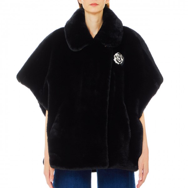 Faux Fur Stole With Brooch