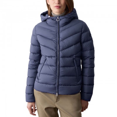 Navy Blue Opaque Fabric Down Jacket