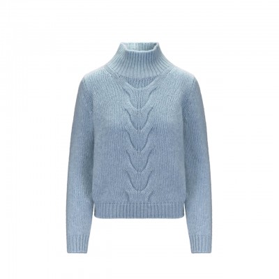 Fuzzy Wool Merino Blend Sweater Blue Lt Sky