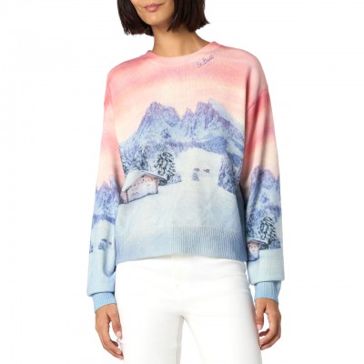 Maglione Louise Con Stampa Chalet Sunset