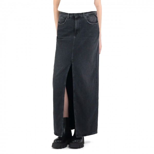 Black Denim Long Skirt