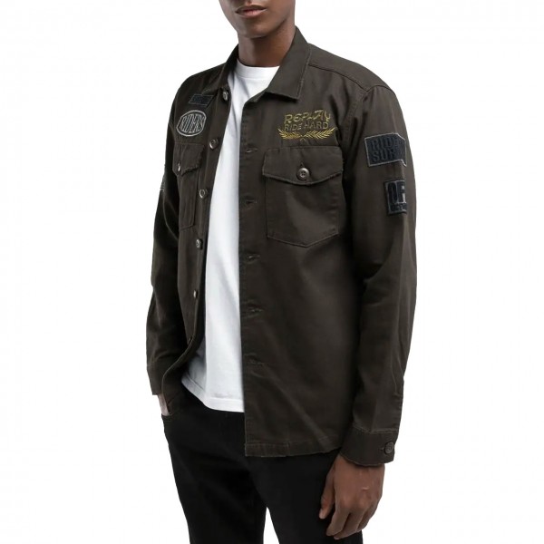 Overshirt With Regular Fit Patches Dark Olive