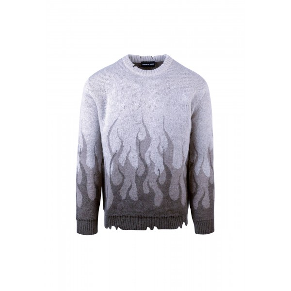 Maglione Jacquard Con Fiamme