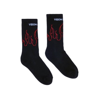 Black Socks With Red Flames