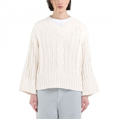 Cropped Butter White Cable Knit