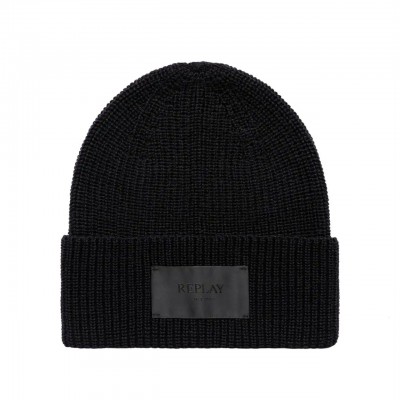 Black Wool Blend Beanie