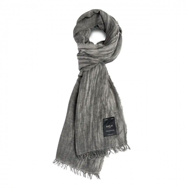 Washed Black Wool Blend Scarf