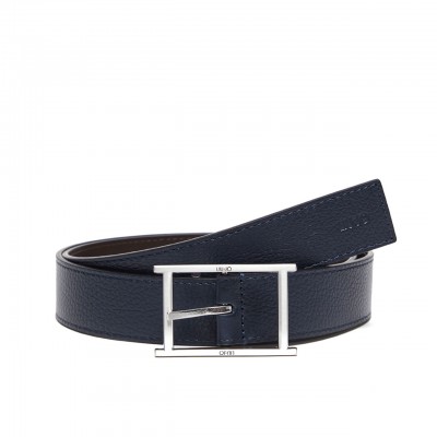 Blue Brown Leather Reversible Belt