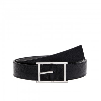 Black Leather Reversible Belt