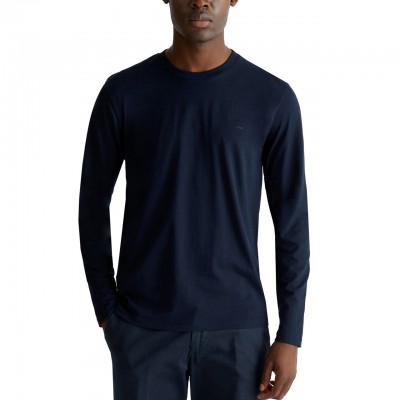 Dark Blue Long Sleeve Basic T-Shirt