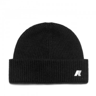 Brice Cardigan Stitch Wool Beanie Black Pure Melange