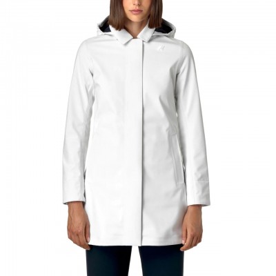 Mathy Bonded White Blue Trench Coat