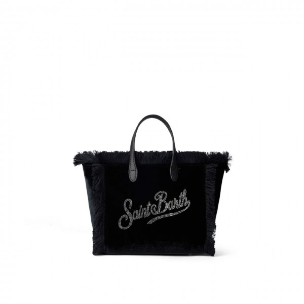 Mini Velvet Rhinestone Logo Vanity Bag